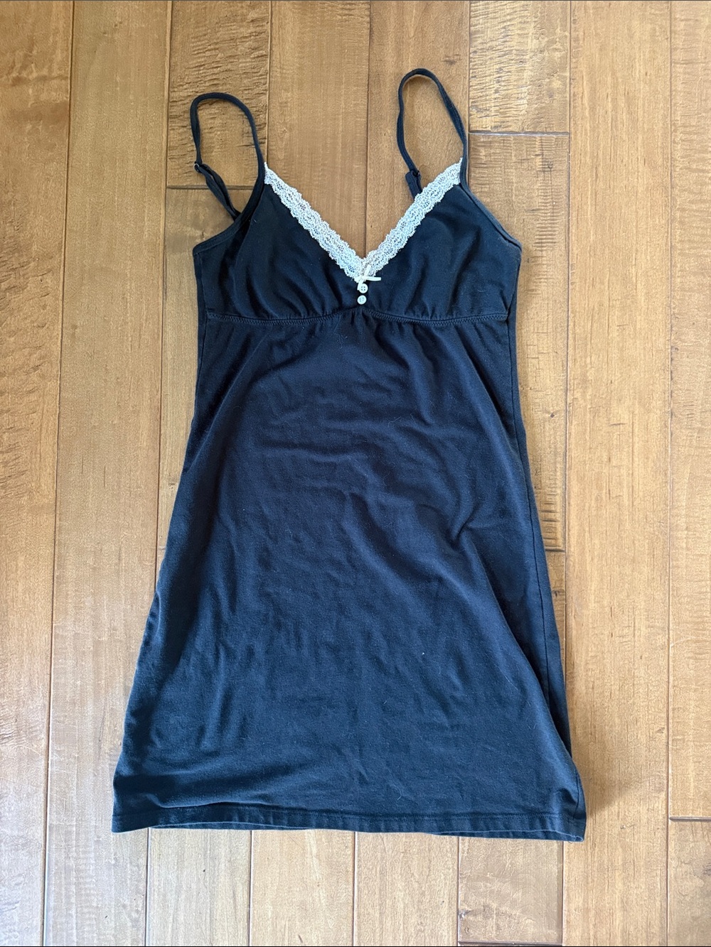 Brandy Melville Classic Black Lace-Trim Slip Dress